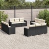 vidaXL 12 Piece Patio Sofa Set with Cushions Black and Cream Poly Rattan - Without Table - 2 of 4