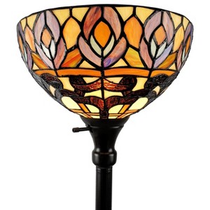 Amora Lighting Tiffany Style Peacock 1-light Torchiere Lamp 72" High - 1 of 3