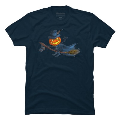 Men's Design By Humans Halloween flying pumpkin By officegeekshop T-Shirt