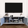Modern Mirrored Silver TV Stand for 65" TVs, Media Console with Doors, Entertainment Cabinet for Living Room-The Pop Home - 2 of 4