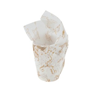 Unique Bargains Sailboat Letters Print Flame Shape Disposable Baking Cups Greaseproof Paper Yellow White 1.97"x3.15" 50 Pcs - 1 of 4