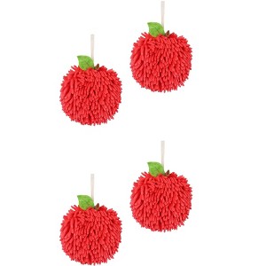 REGALWOVEN Soft Absorbent Fluffy Chenille Ball Bathroom Hand Towels with Wall Hook 4 Pack - 1 of 4