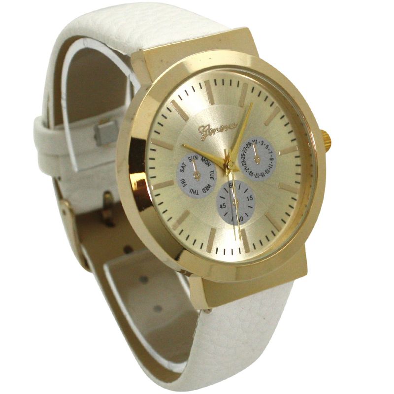 Olivia Pratt Calendar Dial Gold Accented Leather Strap Watch, 3 of 6