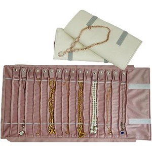 Portable Jewelry Roll Travel Bag, Untangled Necklace Storage with 16 Chain Holders, Black Display Organizer - 1 of 4