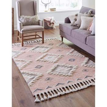 Unique Loom Nostalgia Wasahable 10x13 Ivory and Pink Large Area Rug