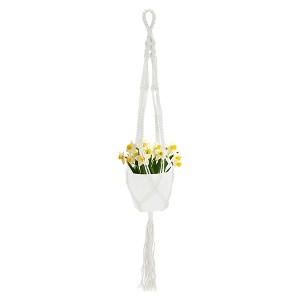 Unique Bargains Macrame Plant Hanger Woven Cotton Indoor Outdoor Decorative - 1 of 4