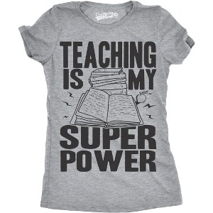 Womens Teaching Is My Superpower Funny Teacher Superhero Nerd T shirt - Crazy Dog Women's T Shirt - 1 of 4