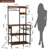 Freestanding Kitchen Bakers Rack, 4 Tier Microwave Stand with Wire Basket & Hooks, 62'' Tall Industrial Coffee Bar Station for Spices, Cups, Pots - 3 of 4