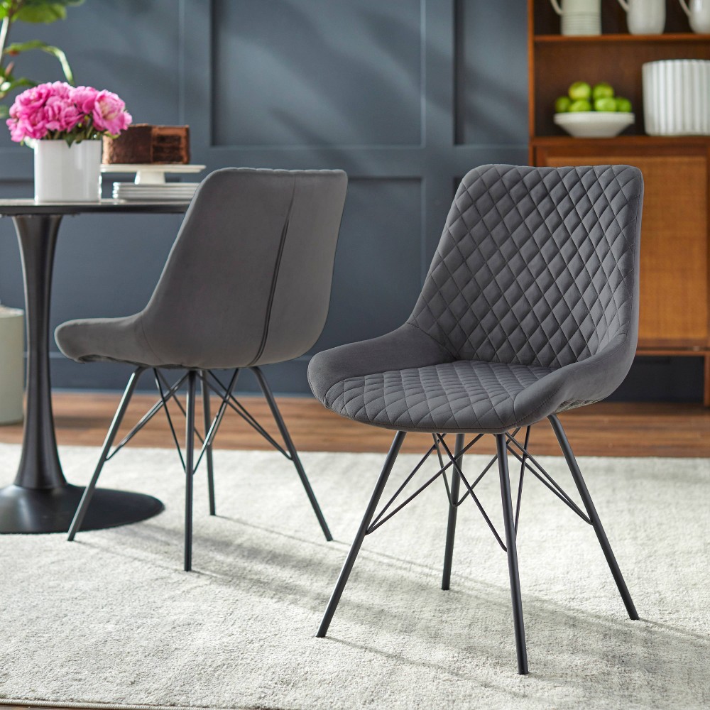 Set of 2 Kavitt Tufted Dining Chair Gray - angelo : Home