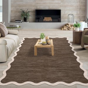 Washable Scalloped Area Rug, Soft Non-Slip Large Area Carpet for Bedroom, Living Room, Dining Room, Nursery, Modern Farmhouse Style - 1 of 4