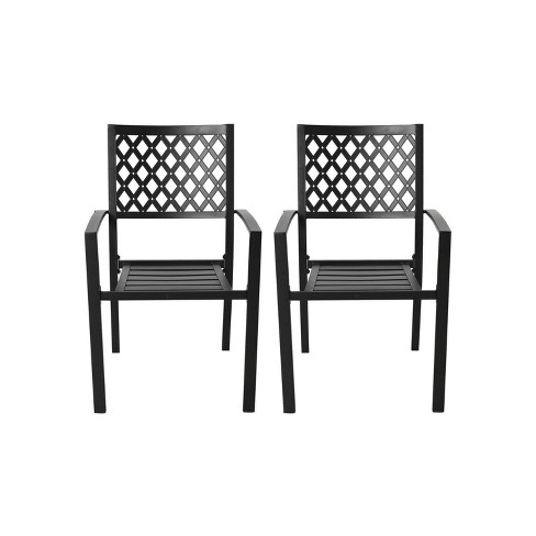 2pc Iron Dining Chairs Without Cushions, Black Wrought Iron Outdoor Dining Chairs