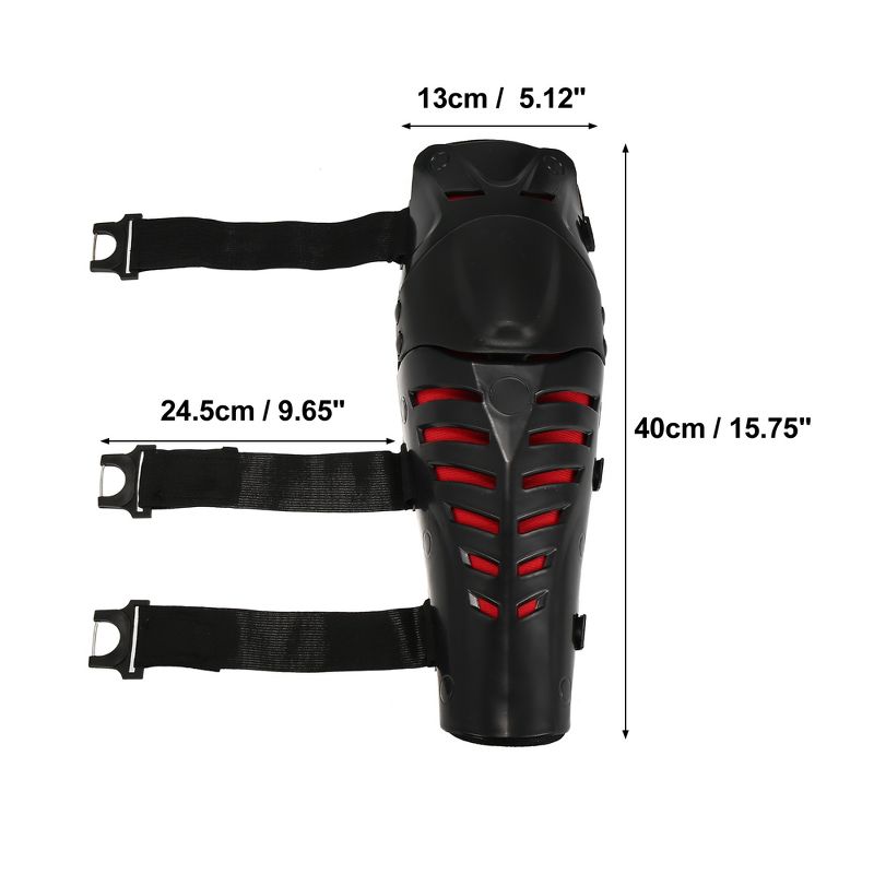 Unique Bargains Adults Motorcycle Knee Elbow Guards with Adjustable Strap Black Red 2 Pcs, 4 of 7