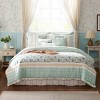 PAGED Comforter Set 9 Piece Cotton Percale Bedding Set with Comforter, Decorative Pillows, Lace Taping Embellishment - 2 of 4