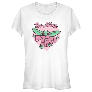 Juniors Womens Star Wars The Mandalorian Valentine's Day The Child Be Mine Sketch T-Shirt - 1 of 4