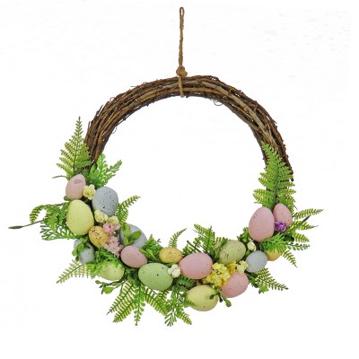 16" Eggs and Ferns Artificial Hanging Wreath - National Tree Company