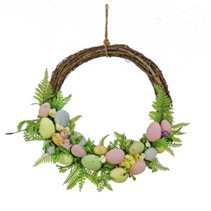 16" Eggs and Ferns Artificial Hanging Wreath - National Tree Company - 1 of 4