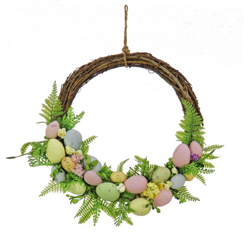 16" Eggs and Ferns Artificial Hanging Wreath - National Tree Company, 1 of 5