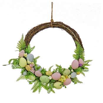 National Tree Company 16" Eggs and Ferns Artificial Hanging Wreath, Easter Collection