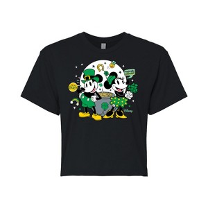 Women's - Disney - Mickey And Minnie Pot Of Gold Cropped Graphic T-Shirt - 1 of 4