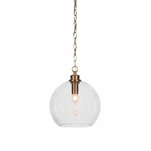Toltec Lighting Cordova 1 - Light Pendant in  New Aged Brass with 9" Silver Textured Shade - 1 of 1