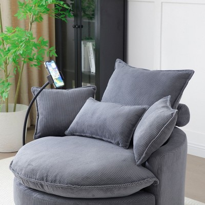 NicBex Corduroy Oversized Swivel Accent Chair,Upholstered Swivel Living Room Chairs with Ottoman and 4 Pillows,Accent Chairs for Living Room
