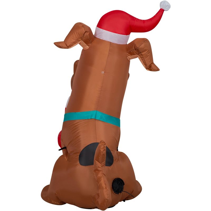 Gemmy Christmas Airblown Inflatable Puppy SCOOB w/Stocking WB, 3.5 ft Tall, Brown, 5 of 6
