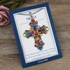 Anna-Kaci Colorful Stained Glass Rhinestone Cross Pendant Necklace Gift Message Card & Envelope Faith Jewelry Gifts - 3 of 4