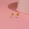 Girls' Clear 4 Prong CZ Solitaire Screw Back 14k Gold Earrings - In Season Jewelry - 4 of 4