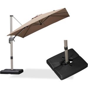 PURPLE LEAF Right-left Tilt Cantilever Umbrella with Base Patio Outdoor Swivel Umbrella with 360-degree Rotation - 1 of 1