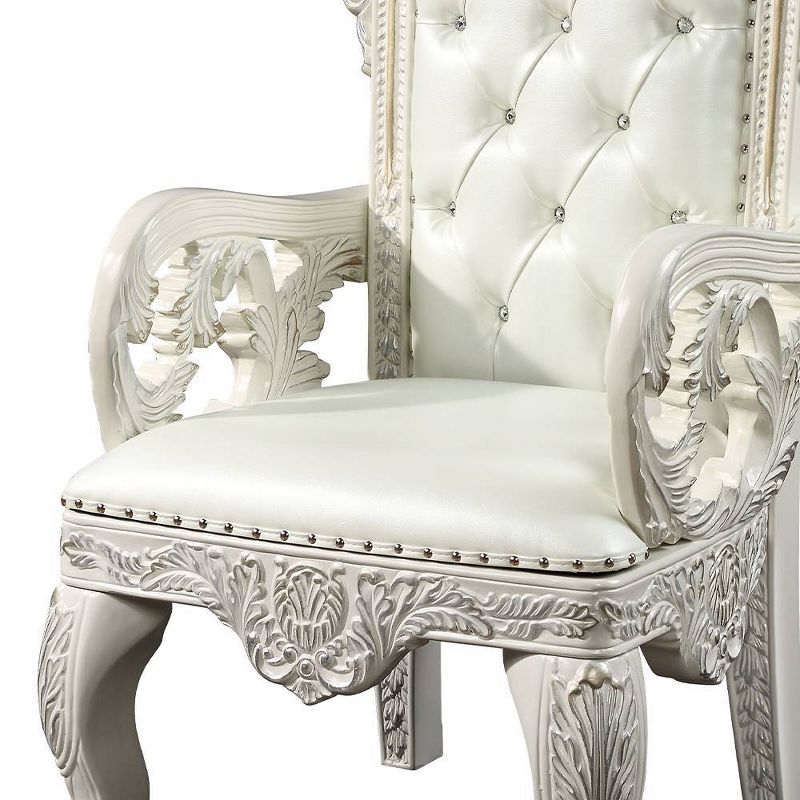 28&#34; Adara Dining Chairs White Synthetic Leather &#38; Antique White Finish - Acme Furniture, 6 of 11