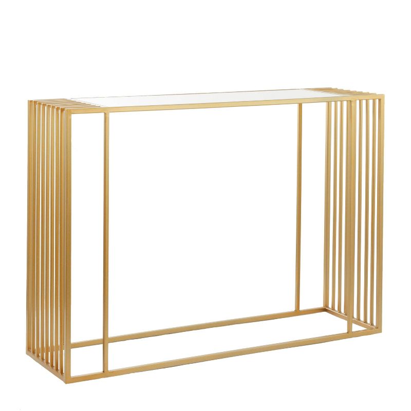 Contemporary Metal Mirrored Console Table Gold - Olivia &#38; May, 3 of 8