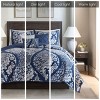 Sapphtopaz 6 Piece Full/Queen Comforter Set Bedding Set Damask Plant Print Pattern with Solid Color Back Reversible Cotton Quilt Set - 3 of 4