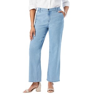 Jessica London Women's Plus Size True Fit Stretch Denim Wide Leg Jean - 1 of 4