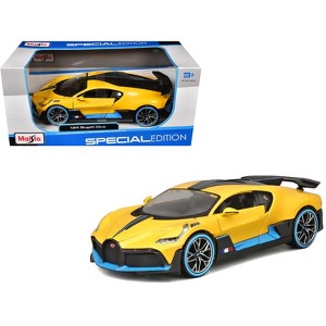 Bugatti Divo Yellow Metallic with Carbon and Blue Accents "Special Edition" 1/24 Diecast Model Car by Maisto - 1 of 4