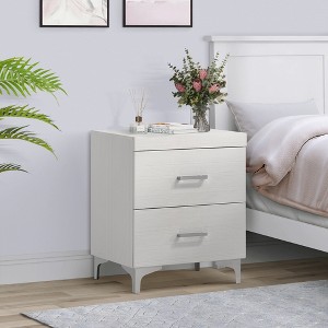 Gulches Classic 2 Drawer Nightstand English Dovetail Construction, 3/4 Extension Drawers, Metal Center Glides, Timeless Design - 1 of 4