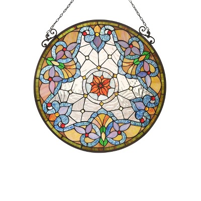 Chloe Lighting Norah Victorian Tiffany-Glass Window Panel 24" Tall