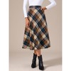INSPIRE CHIC Women's Vintage Plaid High Waist A-Line with Pockets Maxi Skirt - 2 of 4