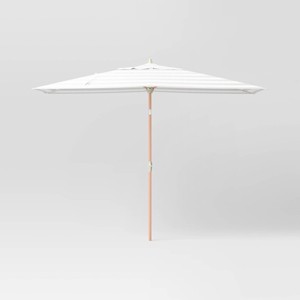 6'x10' Rectangular Cabana Stripe Outdoor Patio Market Umbrella with Light Wood Pole - Threshold™ - 1 of 4