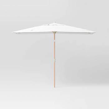 6'x10' Rectangular Cabana Stripe Outdoor Patio Market Umbrella with Light Wood Pole - Threshold™