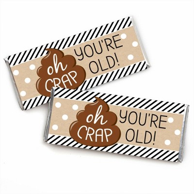 Big Dot of Happiness Oh Crap, You're Old - Candy Bar Wrapper Poop Birthday Party Favors - Set of 24