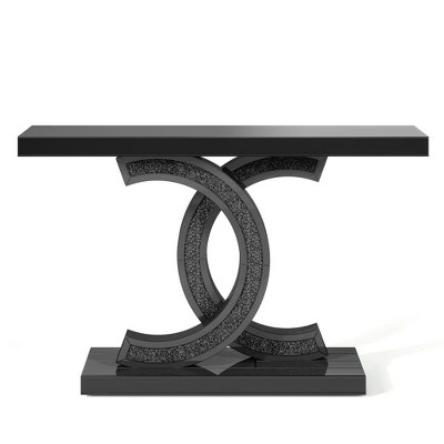 Resenkos Entryway Table, Console Sofa Table,39" Console Table, Modern Mirrored Sofa Table Hallway Table,Black