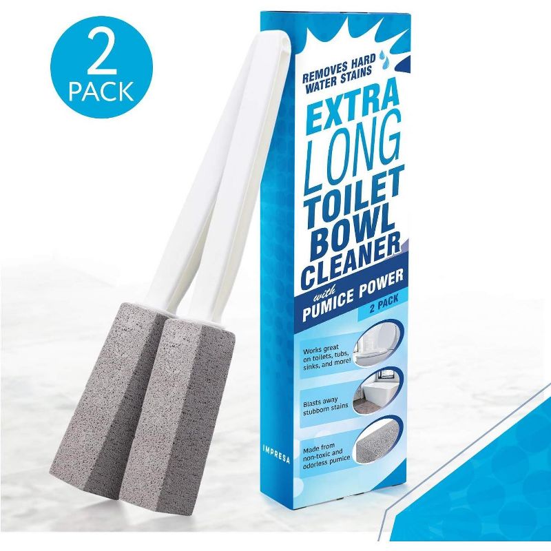 Impresa 2 Pack Pumice Stone Toilet Bowl Cleaner with Extra Long Handle, 3 of 4