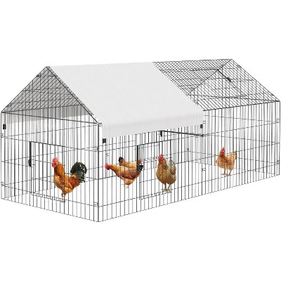 Garvee 86 Inch Metal Chicken Coop with Run Covered Pen for 6-8 Hens UV-Resistant Waterproof Roof