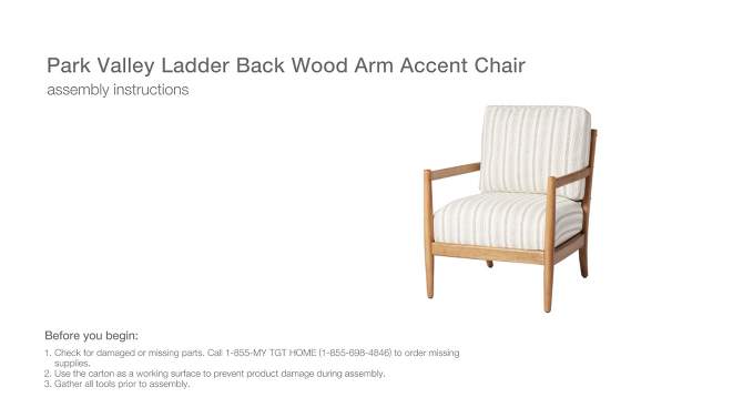 Park Valley Ladder Back Wood Arm Accent Chair - Threshold™ designed with Studio McGee, 2 of 13, play video