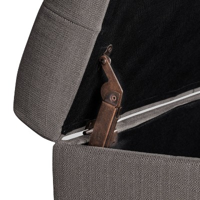 Gray Tufted Fabric Storage Bench with Wood Legs