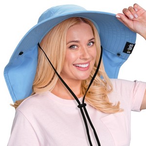 Solaris Men’s Women’s Wide Brim Bucket Hat with Neck Flap, Breathable Lightweight Outdoor Sun Hat for Hiking, Camping, Gardening - 1 of 4