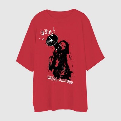 Women's Olivia Rodrigo Guts Short Sleeve Graphic Oversized T-Shirt - Red