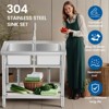 Stainless Steel Utility Sink, Freestanding Double Bowl with Pull-Out Hot & Cold Faucet, Storage Shelf - 3 of 4