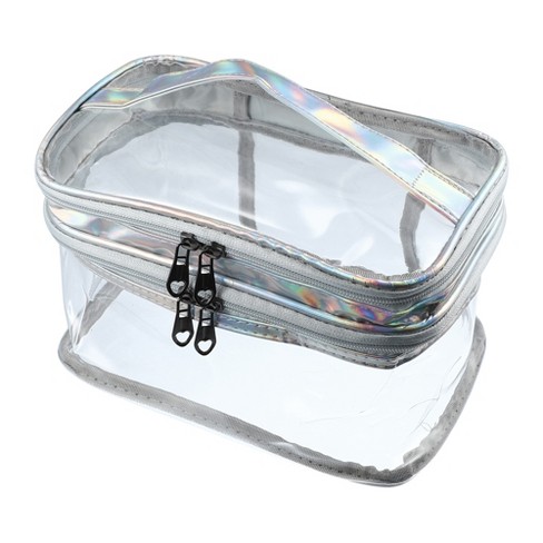 Unique Bargains Double Layer Makeup Bag Cosmetic Travel Bag Case Make Up Organizer  Bag Clear Bags For Women 1pcs : Target