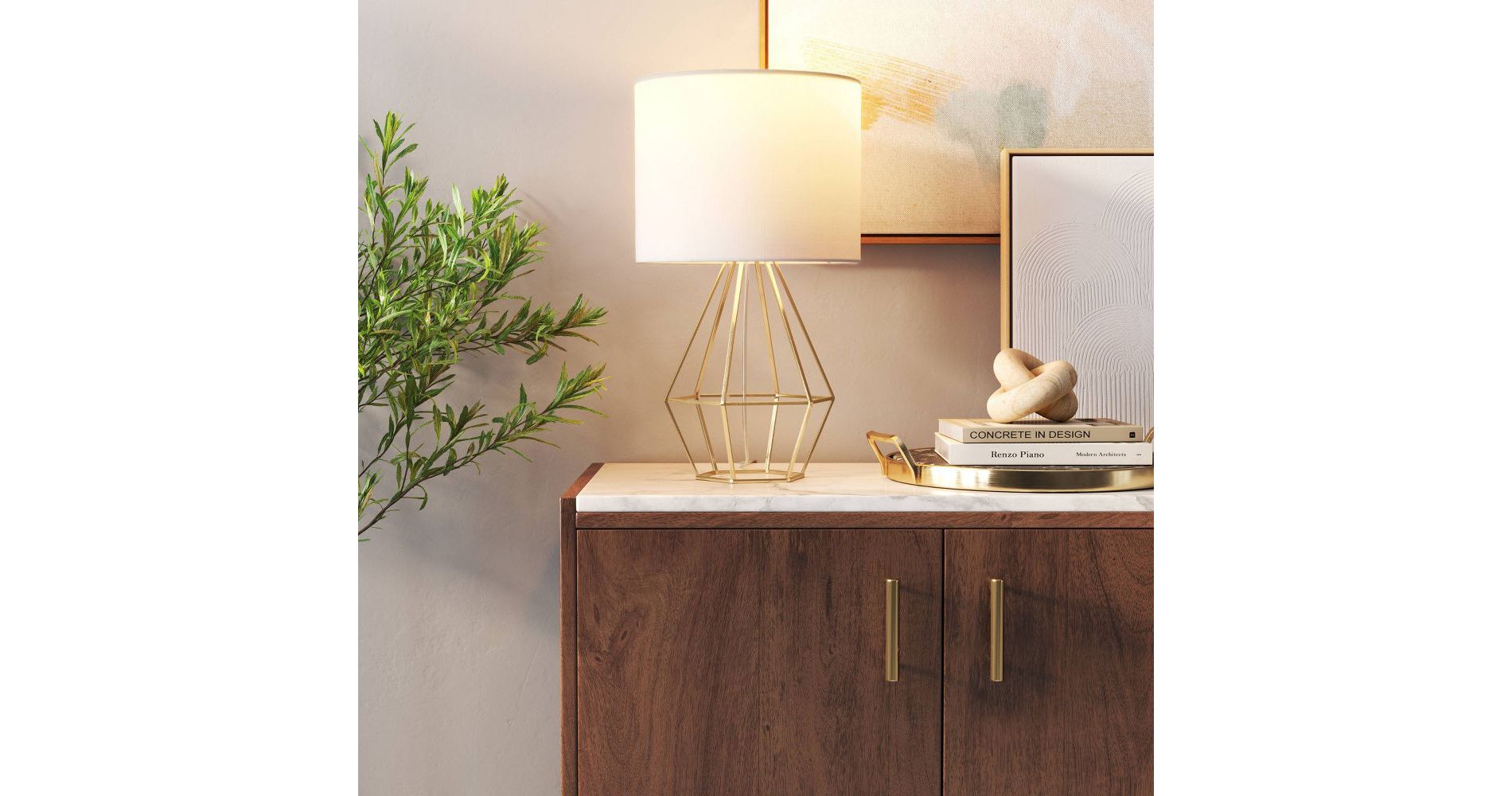 Open Box (Final Sale) - 21.5"x11" Large Geo Table Lamp Brass - Threshold